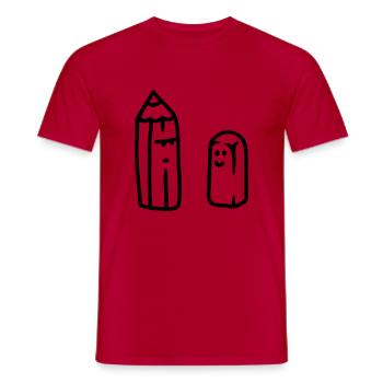 Crayon et gomme - ligne - T-shirt homme - rouge - Devant - AI Model Male 178 dark (178cm)