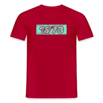 1978 - Men's T-Shirt - red - Front - AI Model Male 178 dark (178cm)