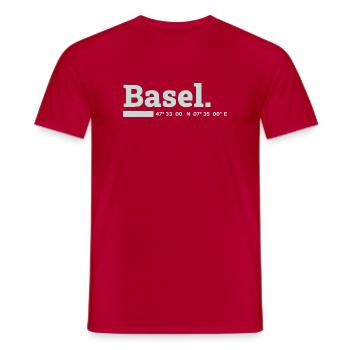 Basel Koordinaten - Männer T-Shirt - Rot - Vorne - AI Model Male 178 dark (178cm)
