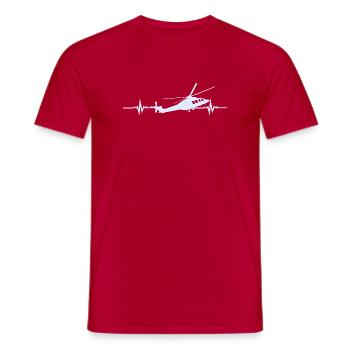 ECG du battement cardiaque d’hélicoptère - T-shirt homme - rouge - Devant - AI Model Male 178 dark (178cm)