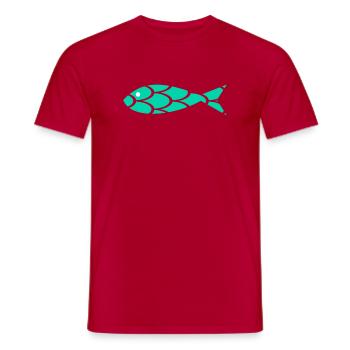 sardine. fish. April fool. sea. ocean - Men's T-Shirt - red - Front - AI Model Male 178 dark (178cm)