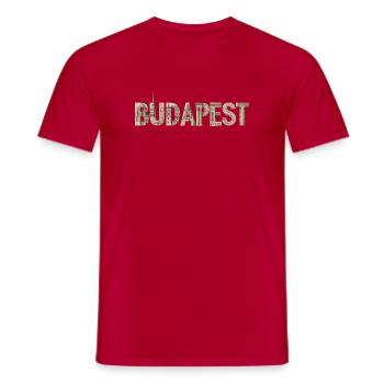 BUDAPEST – Architectural Typography Design - Männer T-Shirt - Rot - Vorne - AI Model Male 178 dark (178cm)