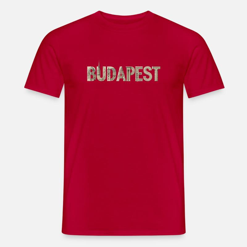 BUDAPEST – Architectural Typography Design - Men's T-Shirt - red