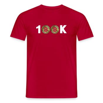Bitcoin Bitcoin BTC 100k Cryptomonnaie - T-shirt homme - rouge - Devant - AI Model Male 178 dark (178cm)