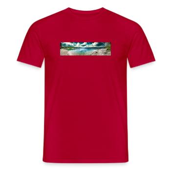 Vue panoramique sur le lac montagneux - T-shirt homme - rouge - Devant - AI Model Male 178 dark (178cm)