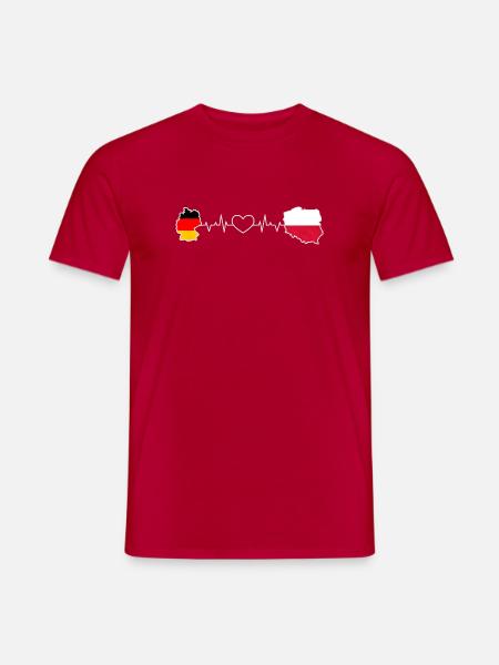 Herzschlag Deutschlands und Polens - Männer T-Shirt - Rot
