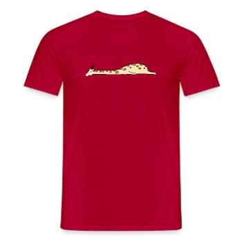 Lazy Stretching Giraffe Cute Funny Animal Art Tee - Men's T-Shirt - red - Front - AI Model Male 178 dark (178cm)