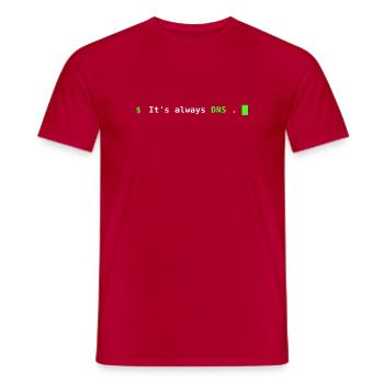 C’est toujours DNS – conception de terminaux administrateurs système - T-shirt homme - rouge - Devant - AI Model Male 178 dark (178cm)