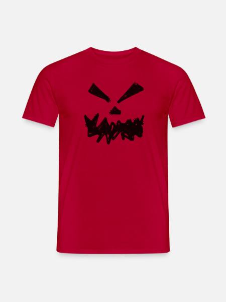 Halloween, Pumpkin, Face, Drawing - Men's T-Shirt - red