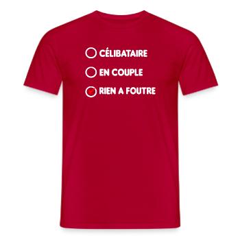 célibataire en couple rien a foutre - T-shirt homme - rouge - Devant - AI Model Male 178 dark (178cm)