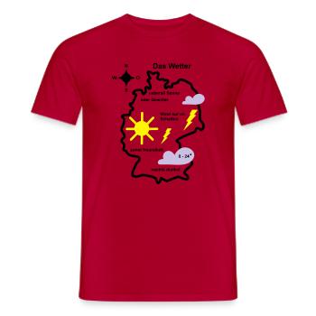 Wetterkarte Wetter Deutschland - Männer T-Shirt - Rot - Vorne - AI Model Male 178 dark (178cm)