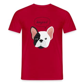 Französische Bulldogge Bonjour - Männer T-Shirt - Rot - Vorne - AI Model Male 178 dark (178cm)