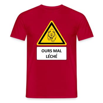 Ours mal léché - T-shirt homme - rouge - Devant - AI Model Male 178 dark (178cm)