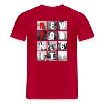 New York City Collage Grid - Men's T-Shirt - red - Front - AI Model Male 178 dark (178cm)