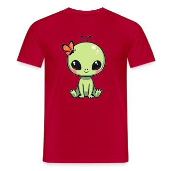 Alien Ausserirdischer - Männer T-Shirt - Rot - Vorne - AI Model Male 178 dark (178cm)