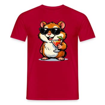 Cooler Hamster mit Cocktail und Sonnenbrille - Männer T-Shirt - Rot - Vorne - AI Model Male 178 dark (178cm)