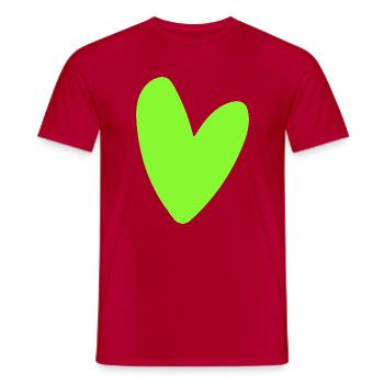 Neon-Grünes Herz-Icon Minimal retro style - Männer T-Shirt - Rot - Vorne - AI Model Male 178 dark (178cm)