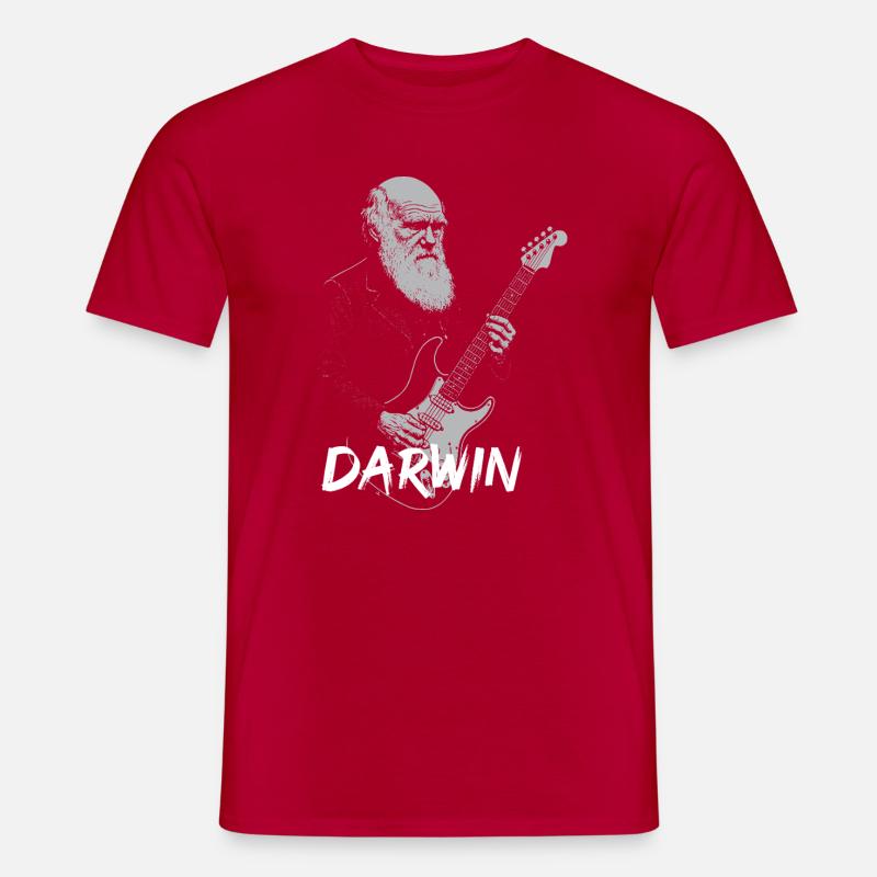 Darwin Playing Guitar Evolution - Men's T-Shirt - red