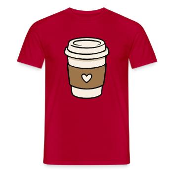 Süße Takeaway-Kaffeetasse mit Herz - Männer T-Shirt - Rot - Vorne - AI Model Male 178 dark (178cm)