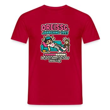 Dreißg Jahrgang 1997 - Männer T-Shirt - Rot - Vorne - AI Model Male 178 dark (178cm)