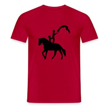 Voltigieren Dreierübung Überschlag rückwärts - Männer T-Shirt - Rot - Vorne - AI Model Male 178 dark (178cm)