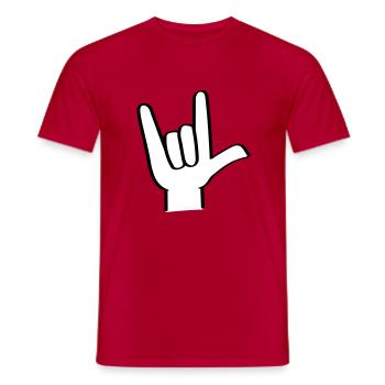 Hand gesture I love you, i love you sign. - Men's T-Shirt - red - Front - AI Model Male 178 dark (178cm)