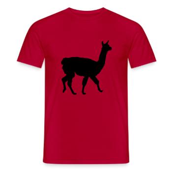 Llama Alpaca Silhouette Funny No Drama Llama - Men's T-Shirt - red - Front - AI Model Male 178 dark (178cm)