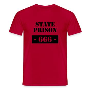 State Prison - 666 - Männer T-Shirt - Rot - Vorne - AI Model Male 178 dark (178cm)