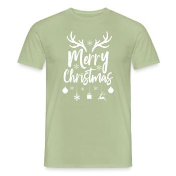 Chemise de Noël • Joyeux Noël • Cadeau - T-shirt homme - vert sauge - Devant - AI Model Male 178 light (178cm)