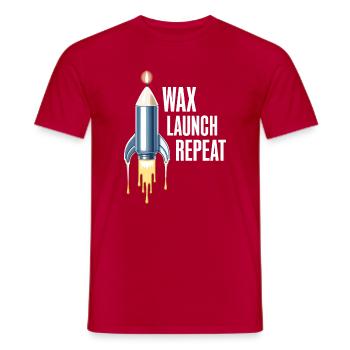 WAX Launch Repeat – Witziges Raketen-Kerzen-Design - Männer T-Shirt - Rot - Vorne - AI Model Male 178 dark (178cm)