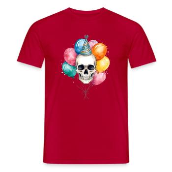 Totenkopf mit Partyhut und Ballons Happy Birthday - Männer T-Shirt - Rot - Vorne - AI Model Male 178 dark (178cm)