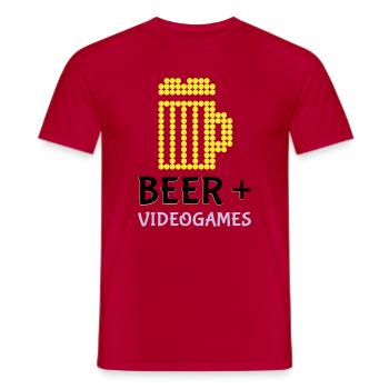 Jeux vidéo Pixel Beer - T-shirt homme - rouge - Devant - AI Model Male 178 dark (178cm)
