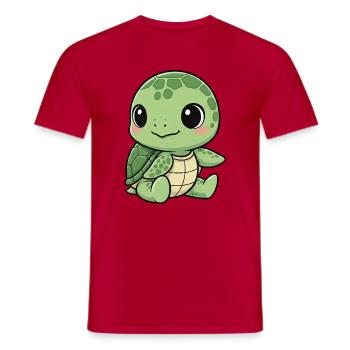 Süße Schildkröte Cartoon Lachen Freude Seerose - Männer T-Shirt - Rot - Vorne - AI Model Male 178 dark (178cm)