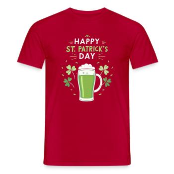 Green St. Patrick's Day Glass and Shamrocks - Men's T-Shirt - red - Front - AI Model Male 178 dark (178cm)