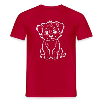 Kuschelkind Welpe Sketch - Männer T-Shirt - Rot - Vorne - AI Model Male 178 dark (178cm)