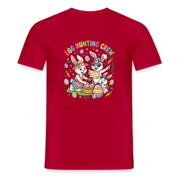 Hoster Bunny Family - Egg Collector - Men's T-Shirt - red - Front - AI Model Male 178 dark (178cm)