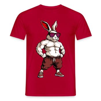 Sport Hase - Männer T-Shirt - Rot - Vorne - AI Model Male 178 dark (178cm)