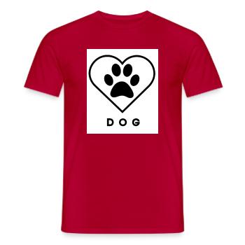 Hundeliebe Pfoten-Herz gross  - Männer T-Shirt - Rot - Vorne - AI Model Male 178 dark (178cm)