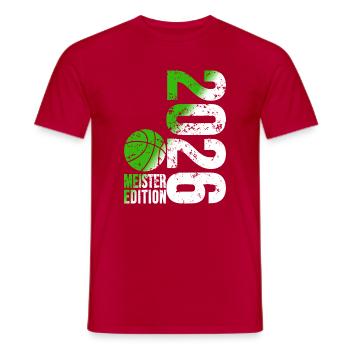 Basketball Champion Shirt 2026, green white - Men's T-Shirt - red - Front - AI Model Male 178 dark (178cm)