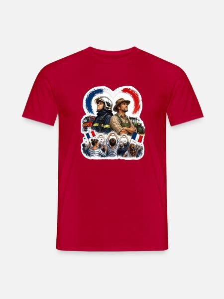 Patriotischer Feuerwehrmann und Bauernhelden - Männer T-Shirt - Rot