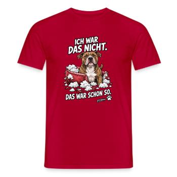 Hund im Kissenchaos - Männer T-Shirt - Rot - Vorne - AI Model Male 178 dark (178cm)