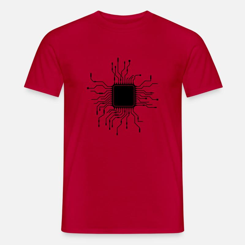 processor cpu wires wire cabling computer - Men’s T-shirt - red