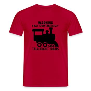 Warnung Ich kann spontan über Züge sprechen - Männer T-Shirt - Rot - Vorne - AI Model Male 178 dark (178cm)