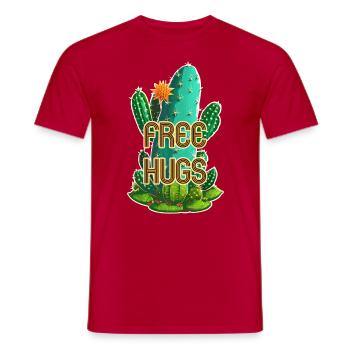 Câlins gratuits - Câlins pour Umme - Cactus - T-shirt homme - rouge - Devant - AI Model Male 178 dark (178cm)