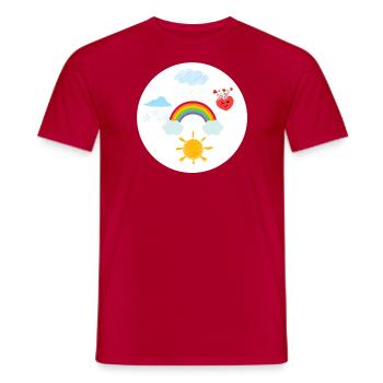 Rainbow, Sun, Cloud, Lucky Bear - Men's T-Shirt - red - Front - AI Model Male 178 dark (178cm)