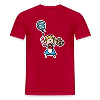 Lustiges Madl im Dirndl mit Luftballon und Brezel - Männer T-Shirt - Rot - Vorne - AI Model Male 178 dark (178cm)