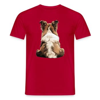 Shetland Sheepdog - Men's T-Shirt - red - Front - AI Model Male 178 dark (178cm)
