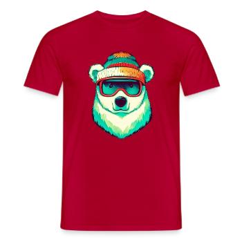 Ours blanc - T-shirt homme - rouge - Devant - AI Model Male 178 dark (178cm)