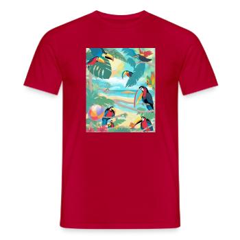 Toucan paradise - Men's T-Shirt - red - Front - AI Model Male 178 dark (178cm)