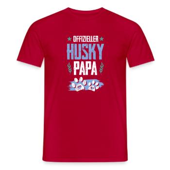 papa chien husky - T-shirt homme - rouge - Devant - AI Model Male 178 dark (178cm)